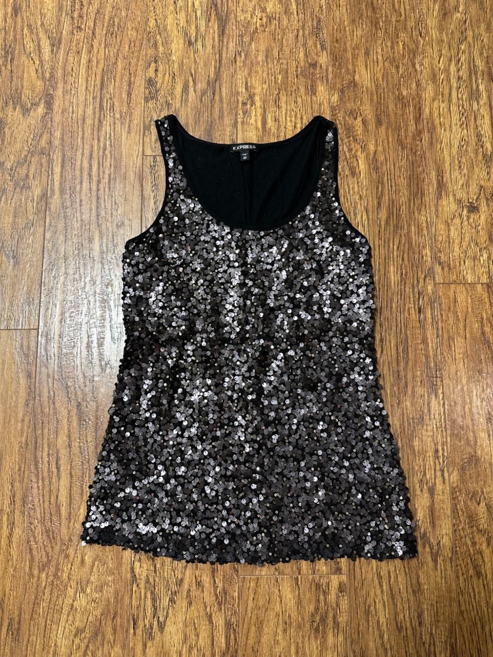 Express Women’s Black & Sequence Tank Top Size XS